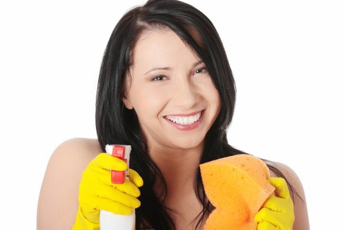 Cleaning supplies and equipment ready for a commercial cleaning job in Highbury